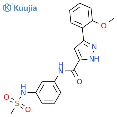 N-(3-methanesulfonamidophenyl)-5-(2-methoxyphenyl)-1H-pyrazole-3-carboxamide structure