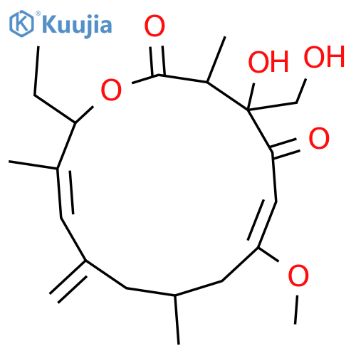 Erythronolide A,5,6,10,11,12,20-hexadehydro-4,6-didemethyl-9-deoxo-5,11,12-trideoxy-3-C-(hydroxymethyl)-6-O-methyl-4-oxo-(9CI) structure