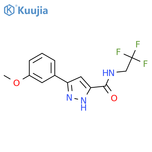 5-(3-methoxyphenyl)-N-(2,2,2-trifluoroethyl)-1H-pyrazole-3-carboxamide structure