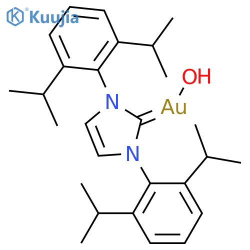 Gold, [1,3-bis[2,6-bis(1-methylethyl)phenyl]-1,3-dihydro-2H-imidazol-2-ylidene]hydroxy- structure