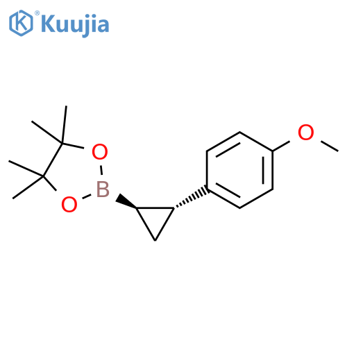 2-[(1R,2R)-2-(4-methoxyphenyl)cyclopropyl]-4,4,5,5-tetramethyl-1,3,2-dioxaborolane structure
