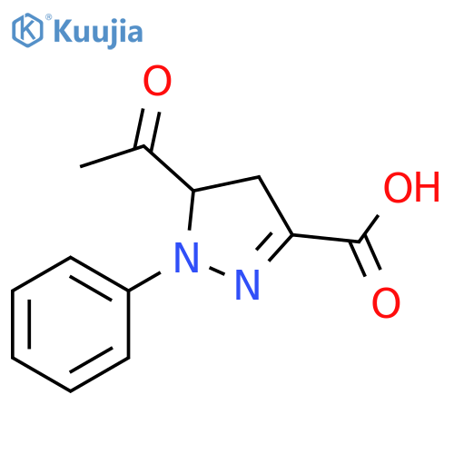 5-acetyl-1-phenyl-4,5-dihydro-1H-pyrazole-3-carboxylic acid structure