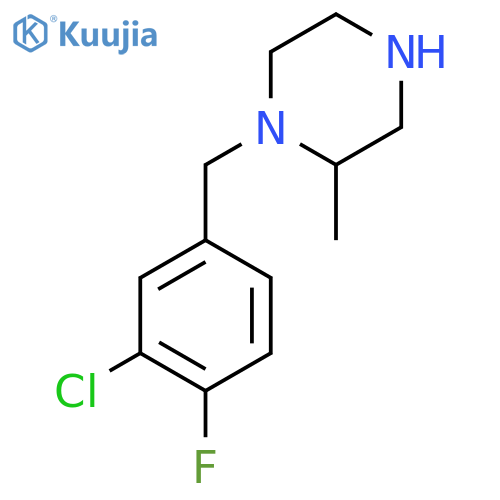 1-[(3-Chloro-4-fluorophenyl)methyl]-2-methylpiperazine structure
