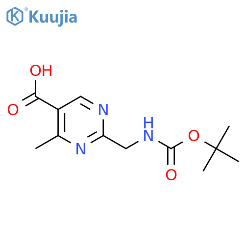 2-({(tert-butoxy)carbonylamino}methyl)-4-methylpyrimidine-5-carboxylic acid structure