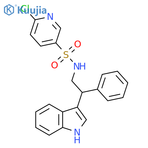 6-chloro-N-[2-(1H-indol-3-yl)-2-phenylethyl]pyridine-3-sulfonamide structure