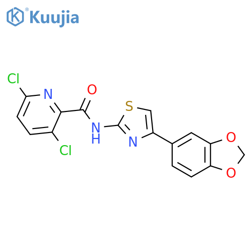 N-[4-(2H-1,3-benzodioxol-5-yl)-1,3-thiazol-2-yl]-3,6-dichloropyridine-2-carboxamide structure
