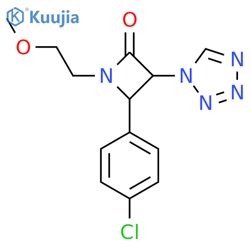 4-(4-chlorophenyl)-1-(2-methoxyethyl)-3-(1H-1,2,3,4-tetrazol-1-yl)azetidin-2-one structure