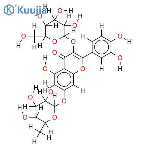 3-O-beta-D-glucopyranosyl-7-O-alpha-L-rhamnopyranoside 3',4',3,5,7-pentahydroxyflavone structure