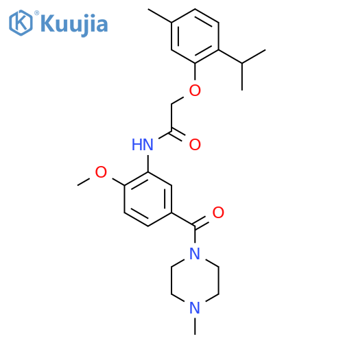 N-2-methoxy-5-(4-methylpiperazine-1-carbonyl)phenyl-2-5-methyl-2-(propan-2-yl)phenoxyacetamide structure
