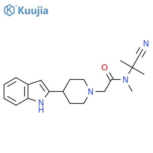 N-(1-cyano-1-methylethyl)-2-[4-(1H-indol-2-yl)piperidin-1-yl]-N-methylacetamide structure