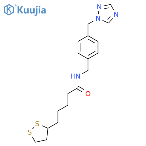 5-(1,2-dithiolan-3-yl)-N-({4-[(1H-1,2,4-triazol-1-yl)methyl]phenyl}methyl)pentanamide structure