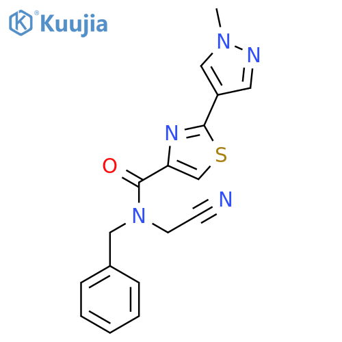 N-benzyl-N-(cyanomethyl)-2-(1-methyl-1H-pyrazol-4-yl)-1,3-thiazole-4-carboxamide structure