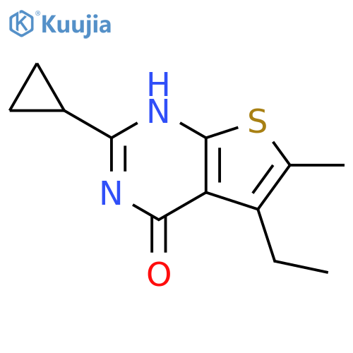 2-cyclopropyl-5-ethyl-6-methyl-3H,4H-thieno2,3-dpyrimidin-4-one structure