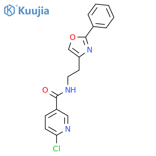 6-chloro-N-[2-(2-phenyl-1,3-oxazol-4-yl)ethyl]pyridine-3-carboxamide structure