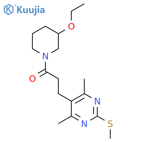 3-[4,6-Dimethyl-2-(methylsulfanyl)pyrimidin-5-yl]-1-(3-ethoxypiperidin-1-yl)propan-1-one structure