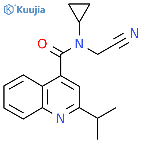 N-(cyanomethyl)-N-cyclopropyl-2-(propan-2-yl)quinoline-4-carboxamide structure
