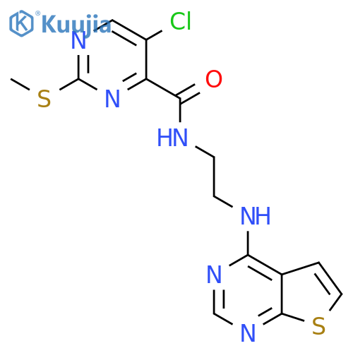 5-chloro-2-(methylsulfanyl)-N-[2-({thieno[2,3-d]pyrimidin-4-yl}amino)ethyl]pyrimidine-4-carboxamide structure