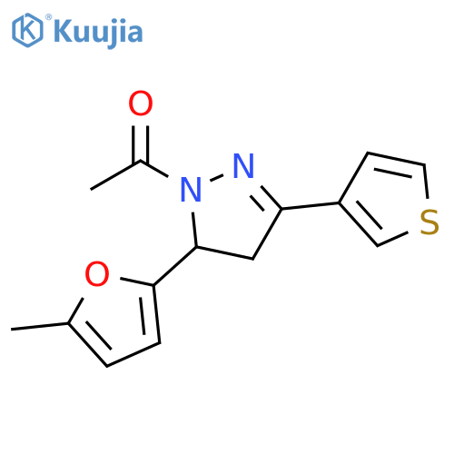 1-[5-(5-methylfuran-2-yl)-3-(thiophen-3-yl)-4,5-dihydro-1H-pyrazol-1-yl]ethan-1-one structure
