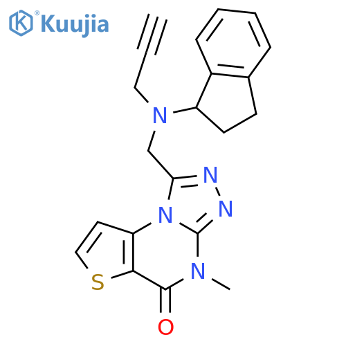 1-[[(2,3-Dihydro-1H-inden-1-yl)-2-propyn-1-ylamino]methyl]-4-methylthieno[2,3-e][1,2,4]triazolo[4,3-a]pyrimidin-5(4H)-one structure