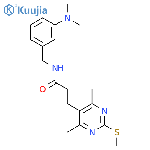 3-[4,6-dimethyl-2-(methylsulfanyl)pyrimidin-5-yl]-N-{[3-(dimethylamino)phenyl]methyl}propanamide structure