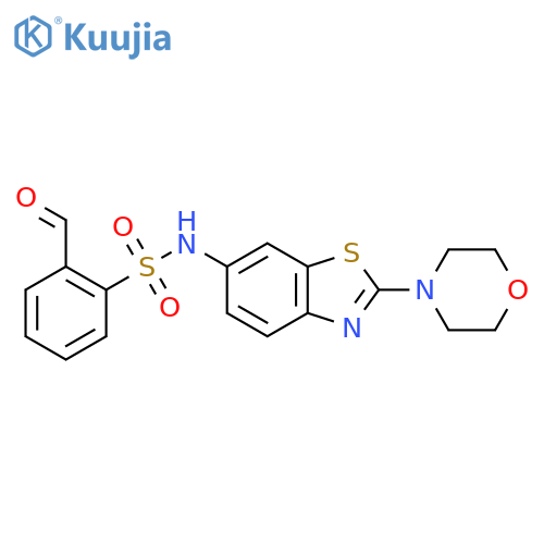 2-formyl-N-(2-morpholin-4-yl-1,3-benzothiazol-6-yl)benzenesulfonamide structure