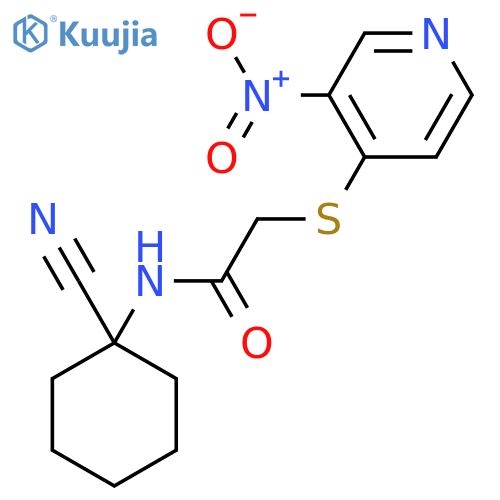 N-(1-cyanocyclohexyl)-2-(3-nitropyridin-4-yl)sulfanylacetamide structure