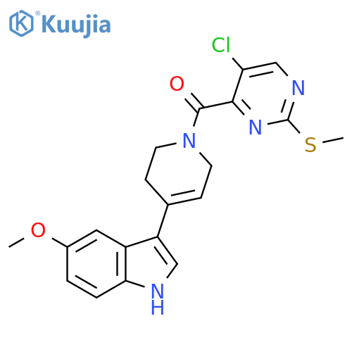 3-{1-[5-chloro-2-(methylsulfanyl)pyrimidine-4-carbonyl]-1,2,3,6-tetrahydropyridin-4-yl}-5-methoxy-1H-indole structure