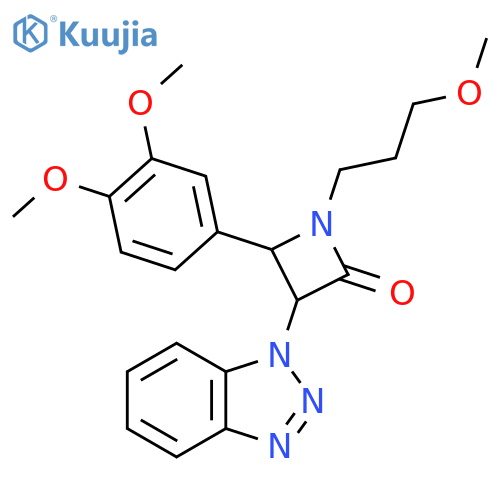 3-(1H-1,2,3-benzotriazol-1-yl)-4-(3,4-dimethoxyphenyl)-1-(3-methoxypropyl)azetidin-2-one structure