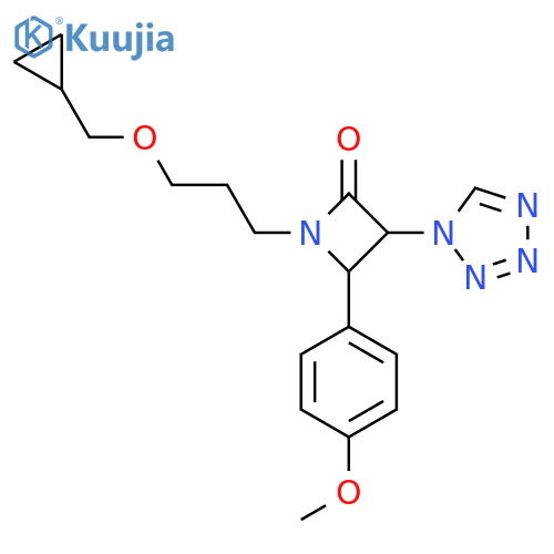 1-[3-(cyclopropylmethoxy)propyl]-4-(4-methoxyphenyl)-3-(1H-1,2,3,4-tetrazol-1-yl)azetidin-2-one structure