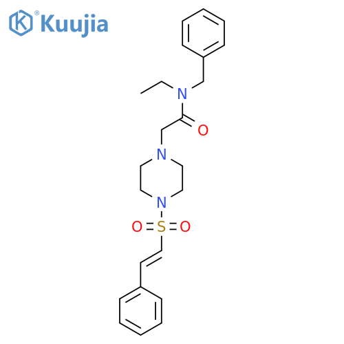 N-benzyl-N-ethyl-2-[4-(2-phenylethenesulfonyl)piperazin-1-yl]acetamide structure