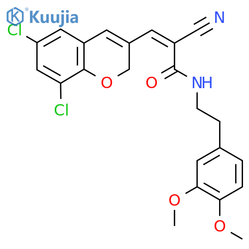 2-cyano-3-(6,8-dichloro-2H-chromen-3-yl)-N-[2-(3,4-dimethoxyphenyl)ethyl]prop-2-enamide structure