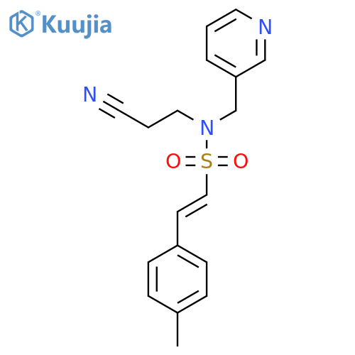 N-(2-cyanoethyl)-2-(4-methylphenyl)-N-[(pyridin-3-yl)methyl]ethene-1-sulfonamide structure
