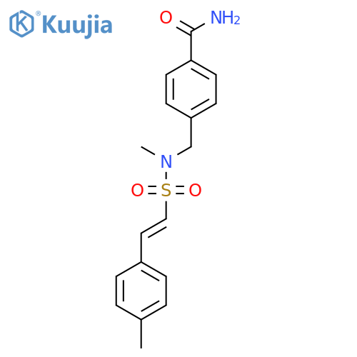 4-[[methyl-[(E)-2-(4-methylphenyl)ethenyl]sulfonylamino]methyl]benzamide structure