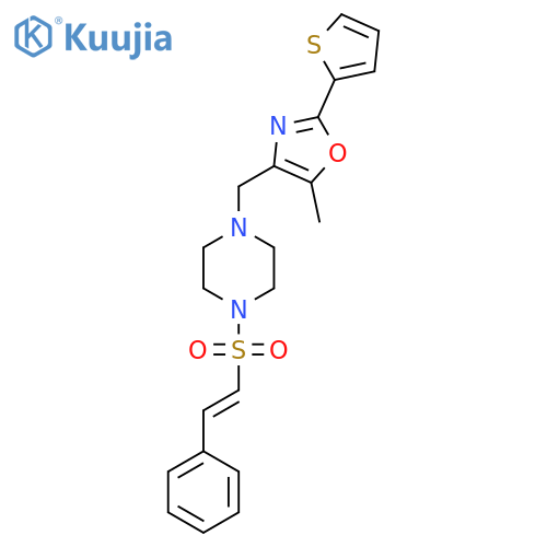 1-{[5-Methyl-2-(thiophen-2-yl)-1,3-oxazol-4-yl]methyl}-4-(2-phenylethenesulfonyl)piperazine structure