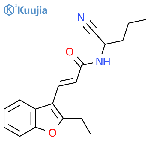 N-(1-cyanobutyl)-3-(2-ethyl-1-benzofuran-3-yl)prop-2-enamide structure