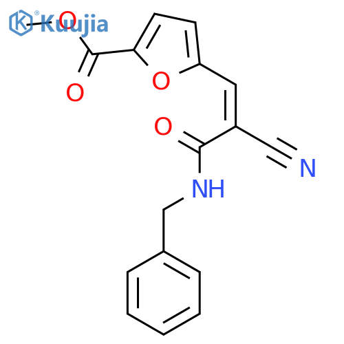 methyl 5-2-(benzylcarbamoyl)-2-cyanoeth-1-en-1-ylfuran-2-carboxylate structure