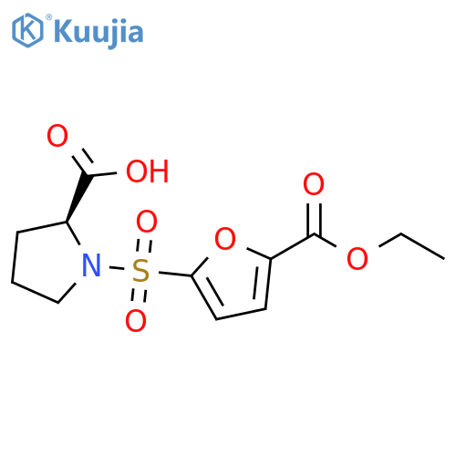 1-{[5-(ethoxycarbonyl)furan-2-yl]sulfonyl}pyrrolidine-2-carboxylic acid structure