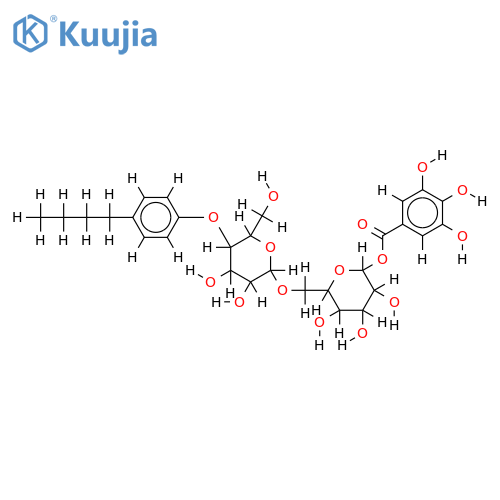 beta-D-glucopyranosyl-(6'->1'')-beta-D-glucopyranosyl-4''-(4'''-n-butylphenyl) 3,4,5-trihydroxybenzoate structure
