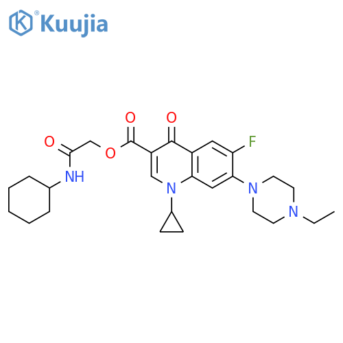 3-Quinolinecarboxylic acid, 1-cyclopropyl-7-(4-ethyl-1-piperazinyl)-6-fluoro-1,4-dihydro-4-oxo-, 2-(cyclohexylaMino)-2-oxoethyl ester structure