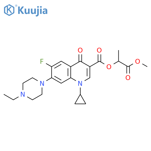 3-Quinolinecarboxylic acid, 1-cyclopropyl-7-(4-ethyl-1-piperazinyl)-6-fluoro-1,4-dihydro-4-oxo-, 2-Methoxy-1-Methyl-2-oxoethyl ester structure