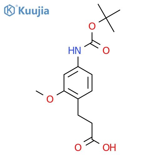 3-(4-{(tert-butoxy)carbonylamino}-2-methoxyphenyl)propanoic acid structure