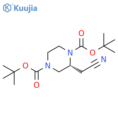 1,4-Piperazinedicarboxylic acid, 2-(cyanomethyl)-, 1,4-bis(1,1-dimethylethyl) ester, (2R)- structure