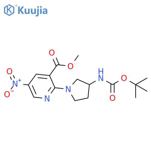 Methyl 2-{3-(tert-butoxycarbonyl)amino-1-pyrrolidinyl}-5-nitronicotinate structure