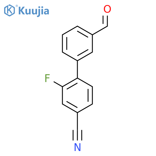2-fluoro-3'-formyl-[1,1'-biphenyl]-4-carbonitrile structure