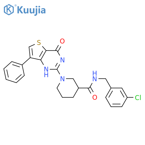 N-(3-chlorophenyl)methyl-1-{4-oxo-7-phenyl-3H,4H-thieno3,2-dpyrimidin-2-yl}piperidine-3-carboxamide structure