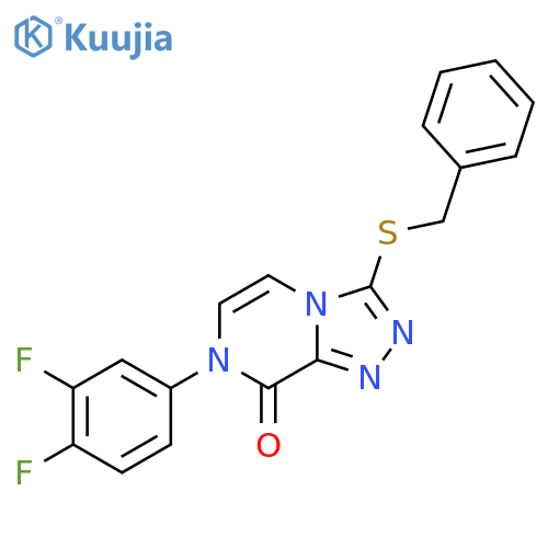 3-(benzylsulfanyl)-7-(3,4-difluorophenyl)-7H,8H-[1,2,4]triazolo[4,3-a]pyrazin-8-one structure