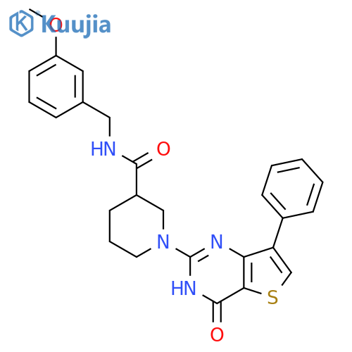 N-(3-methoxyphenyl)methyl-1-{4-oxo-7-phenyl-3H,4H-thieno3,2-dpyrimidin-2-yl}piperidine-3-carboxamide structure