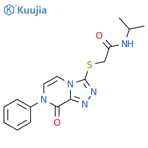 2-({8-oxo-7-phenyl-7H,8H-[1,2,4]triazolo[4,3-a]pyrazin-3-yl}sulfanyl)-N-(propan-2-yl)acetamide structure