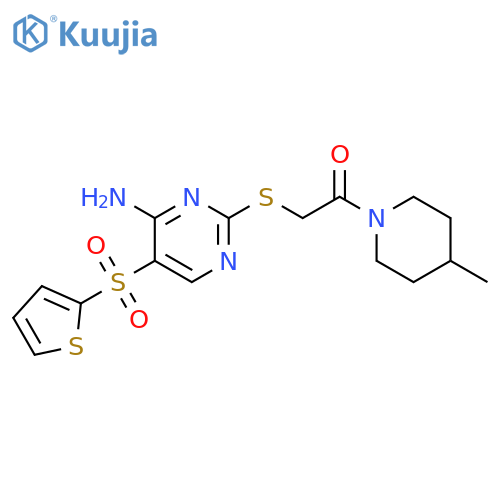 2-{[4-amino-5-(thiophene-2-sulfonyl)pyrimidin-2-yl]sulfanyl}-1-(4-methylpiperidin-1-yl)ethan-1-one structure