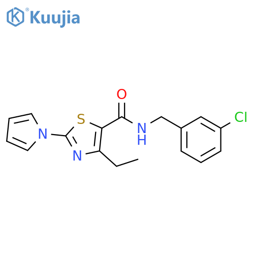 N-[(3-chlorophenyl)methyl]-4-ethyl-2-(1H-pyrrol-1-yl)-1,3-thiazole-5-carboxamide structure